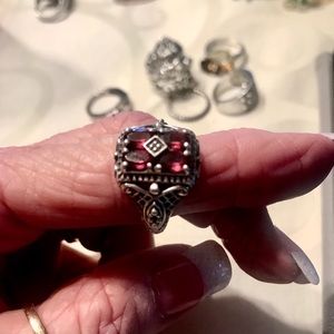 Garnet Antique Silver ring